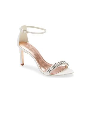 - TED BAKER Saralia white satin embellished ankle strap sandals size  38.5 Us 8